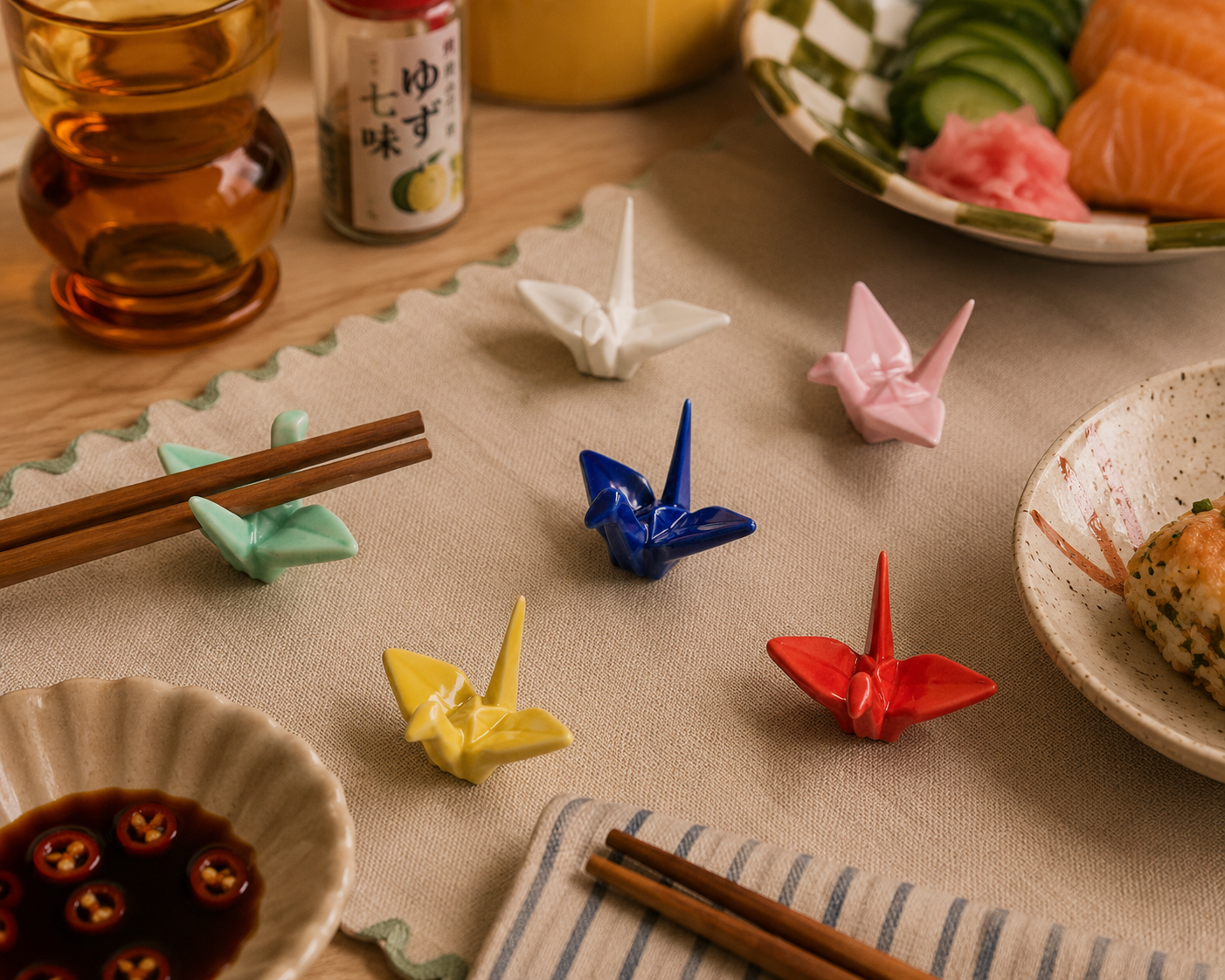 Paper Crane Ceramic Chopstick Rest